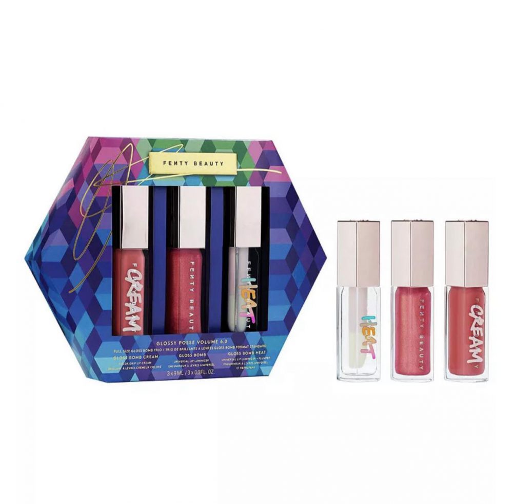 Fenty Beauty Glossy Posse Volume 6.0 Trio 9ml Gloss Bomb Cream + 9ml Gloss Bomb + 9ml Gloss Bomb Heat
