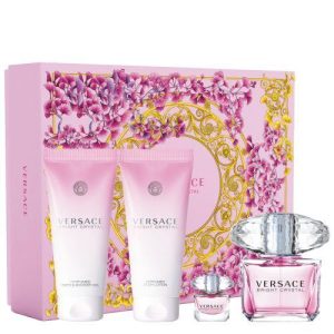 Versace Bright Crystal Gift Set 90ml EDT + 100ml Body Lotion + 100ml Shower Gel + 5ml EDT