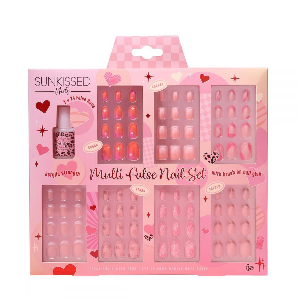 Sunkissed Multi False Nail Gift Set 7 x 24 Nails with Glue