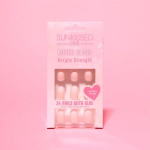 Sunkissed Nail Studio French Ombre Acrylic Strength Round Nails 24 Pieces