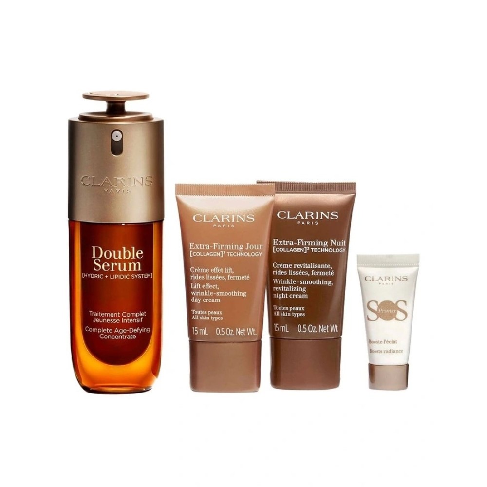 Clarins Double Serum Gift Set 50ml Double Serum + 15ml Extra Firming Day + 15ml Extra Firming Night + 5ml SOS Primer White - Bild 2
